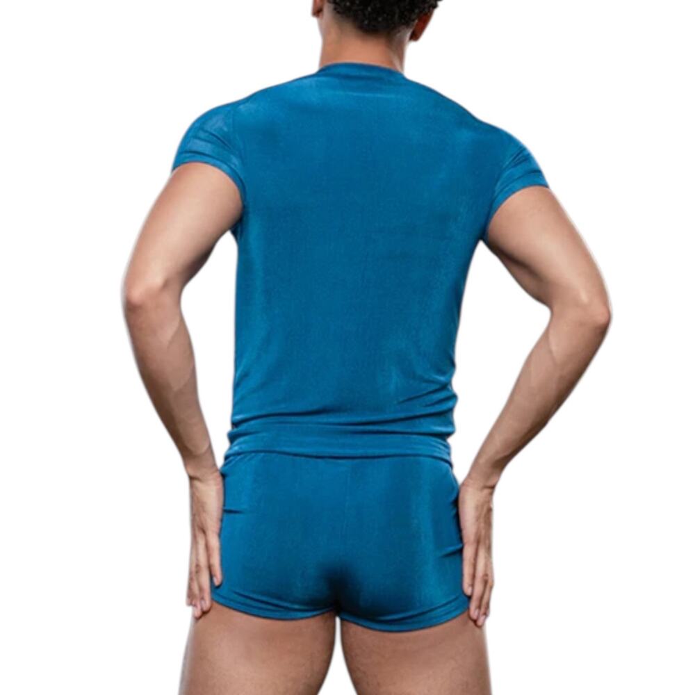 Andrew Christian Sensual Rib Ragland Tee Large Teal - Picture 5 of 7